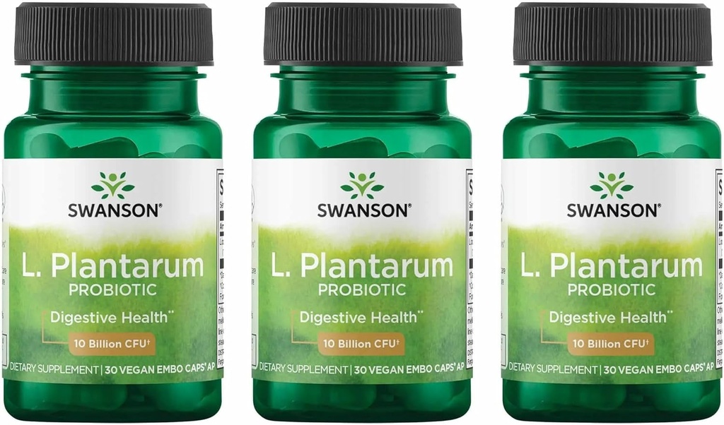 Swanson L. Plantarum - fordøjelsestillæg Fremme Gastrointestinal balance & tarmregularitet - Naturlig formel til at hjælpe med at reducere bloating - (30 Veggie kapsler) 3 Pack