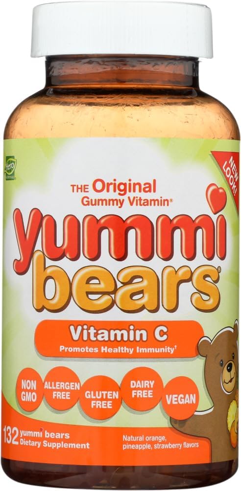 Yummi Bears Vitamin C Chewable Gummy Vitamin supplement til børn, 132 Greve (pakke med 1)