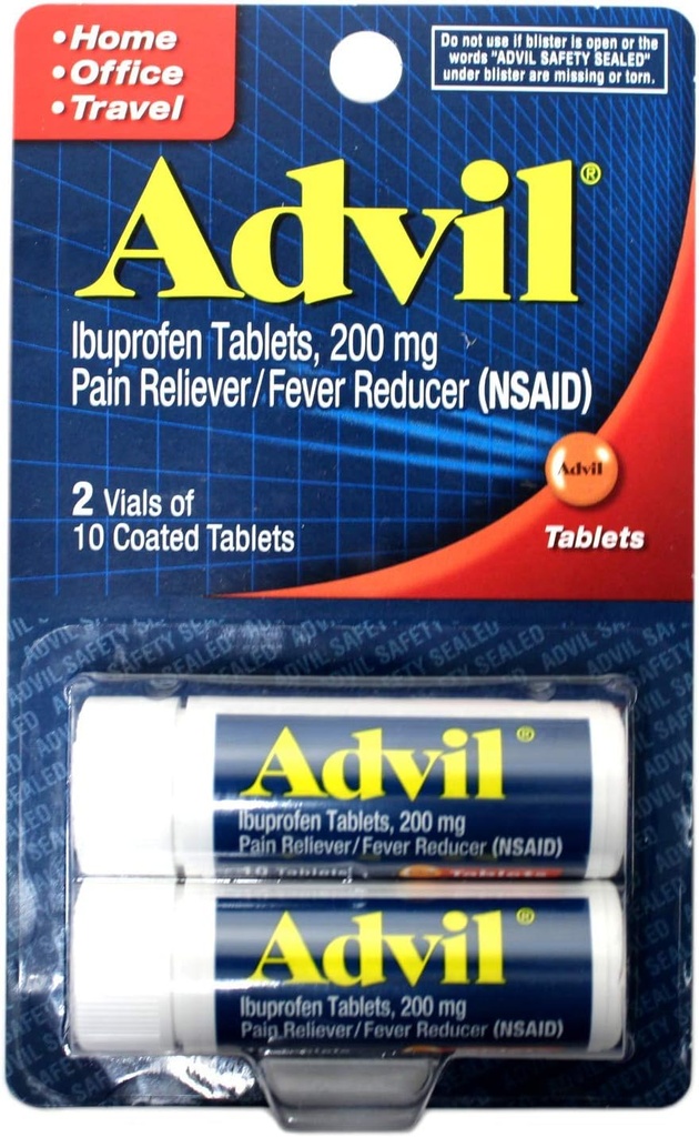 Advil Ibuprofen overtrukne tabletter, 200mg, 10 Greve, (pakke med 2)