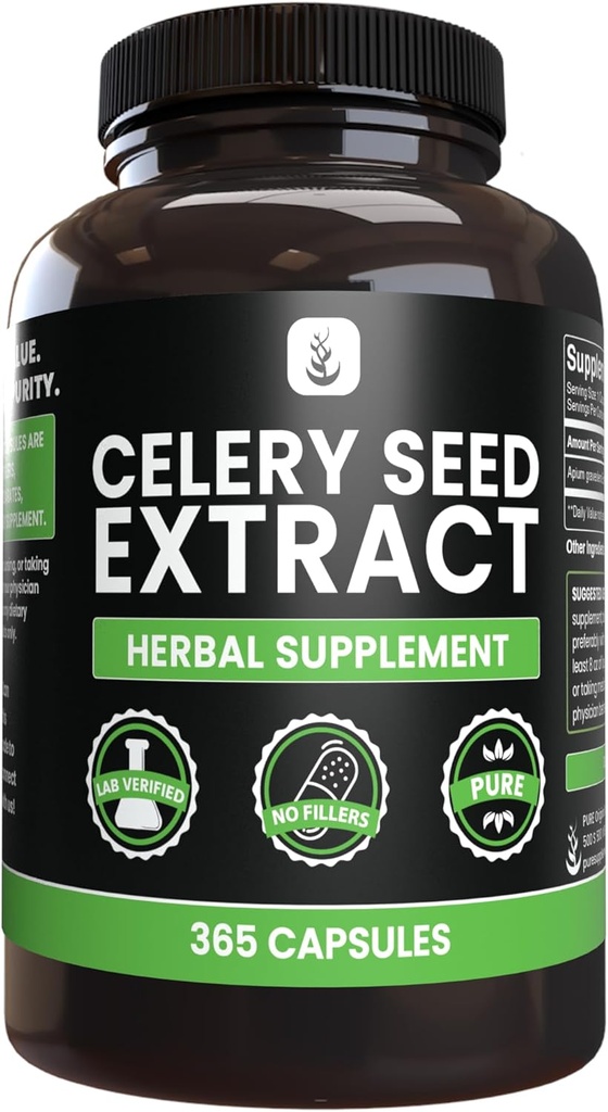 PURE ORIGINATIONELLE INGREDIENSER Selleri Seed Extract, (365 kapsler), Ingen Magnesium eller ris Fillers, Altid Pure, Lab Verified