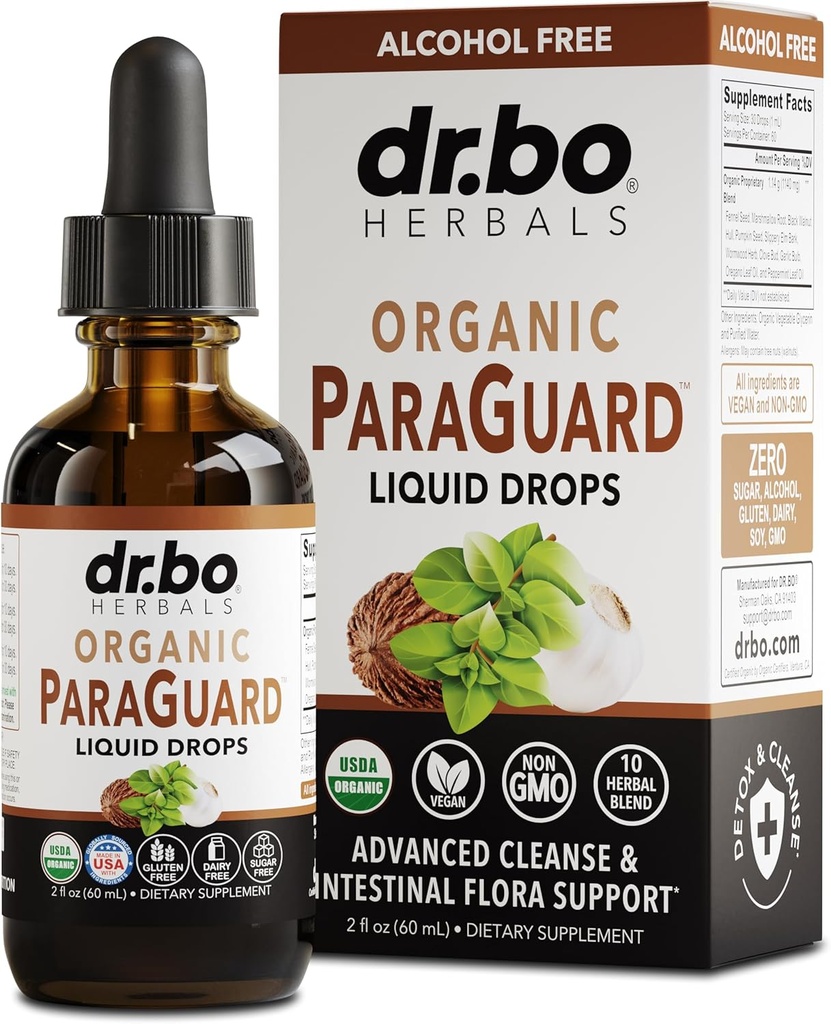 ParaGuard Cleanse Flydende Organisk Detox - Organic Intestinal Guard Formel Supplement for mennesker med Black Walnut Wormwood Clove & Oregano Tincture - Natural Herbal Intestine Body Gut Cleanser 2 oz