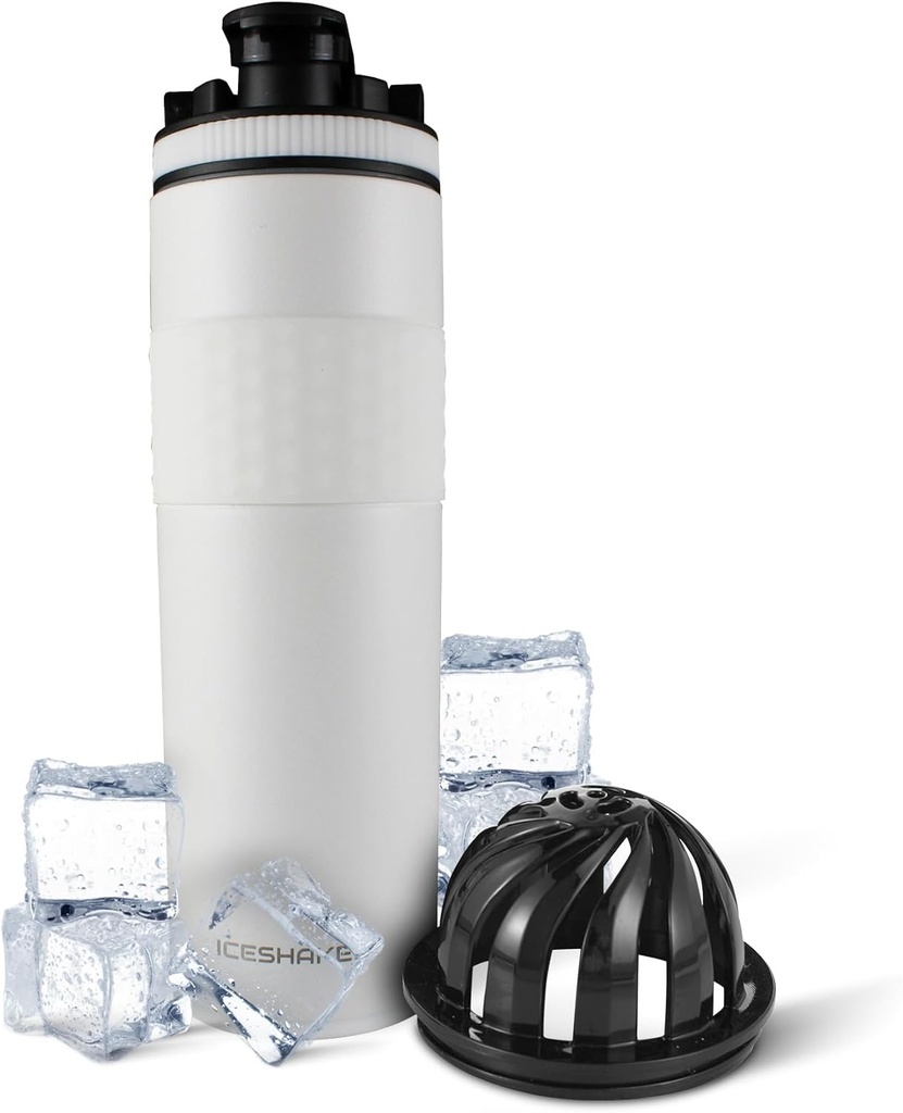 Ice Shaker Isoleret rustfrit stål Shaker Bottle 124; 20 oz, hvid Shakes 124; kulde til 24 + Timer