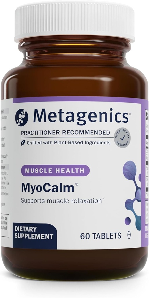 Metagenics MyoCalm - Calcium & Magnesium supplement til muskelafslapning * - med Passionflower & Valerian Root for Forbedret Absorption - Non- GMO, Gluten- Free & Vegetarian - 60 tabletter