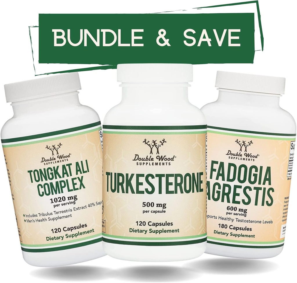 Double Wood Kosttilskud Tongkat Ali, Fadogia Agrestis, og Turkesterone Bundle - Ultimate Mand sundhed Bundle til atletisk ydeevne støtte