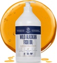 Wild Alaska Salmon Oil til hunde med Pollock - 64 oz Pollock og Salmon Oil, Omega 3, EPA, og DHA - Hunde Hud og Coat Supplement - Made in USA