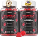 Brain & Mood Support Gummies, Super Vitamin B Complex for Mænd & Kvinder, Alle B Vitamin B1 B2 B3 B5 B6 B7 Folate MethyB12 med PABA, Inositol, Cholin, Understøtter MTHFR Gene & Energy, Vegan, 120Ct