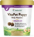 NaturVet - VitaPet Puppy Daglige Vitaminer for Hunde - Plus åndedræt Støtte - Formuleret specifikt til at give Hvalpe med essentielle Vitaminer, Mineraler, Aminosyrer & Fedtsyrer (70 bløde tygger)