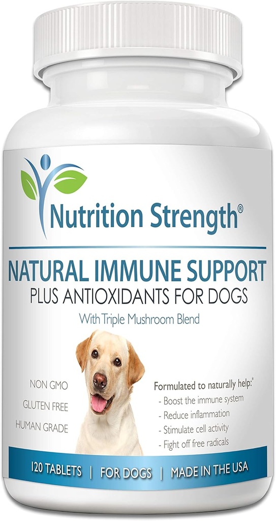 Immunstøtte til hunde Plus Antioxidant, Reishi, Shiitake, Maitake, Tyrkiet Tail svampe til hunde, med Coenzym Q10, Selen, Vitamin A, 120 tyggetabletter