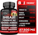 Shilajit 3000mg Tongkat Ali 15,000mg Fadogia Agrestis 1000mg Maca Root 2000mg Ashwagandha Azermg Fenugreek 1500mg Tribulus Terrestris 500mg Turkesterone 500mg, 8- 1- Supplement Blend for mænd