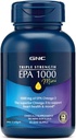 GNC Triple Strength Fish Oil EPA 1000 Mini, 1000mg Omega 3, Mini Softgels, Understøtter Eye, hjerne, hud, sunde triglycerider, hjerte, fælles, Overtrukket til kontrol Fishy Burps, 45 Servere
