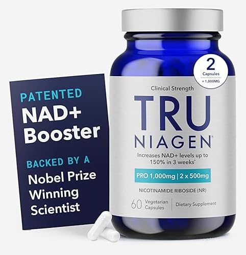 TRU NIAGEN PRO NAD + supplement til anti-aging og celle regeneration, 2 x 500 mg Patenteret Niagen, 30 Servere â 124; Understøtter Cellular Energy Myint 124; Nicotinamid Riboside (NR) Daglige kosttilskud til mænd og kvinder