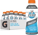 Gatorade Zero With Protein, 10g Whey Protein Isolate, Zero Sugar, vegetarian, Liquid Electrolytes, Cool Blue, 16.9 Fl Oz Bottle, 12 Pack