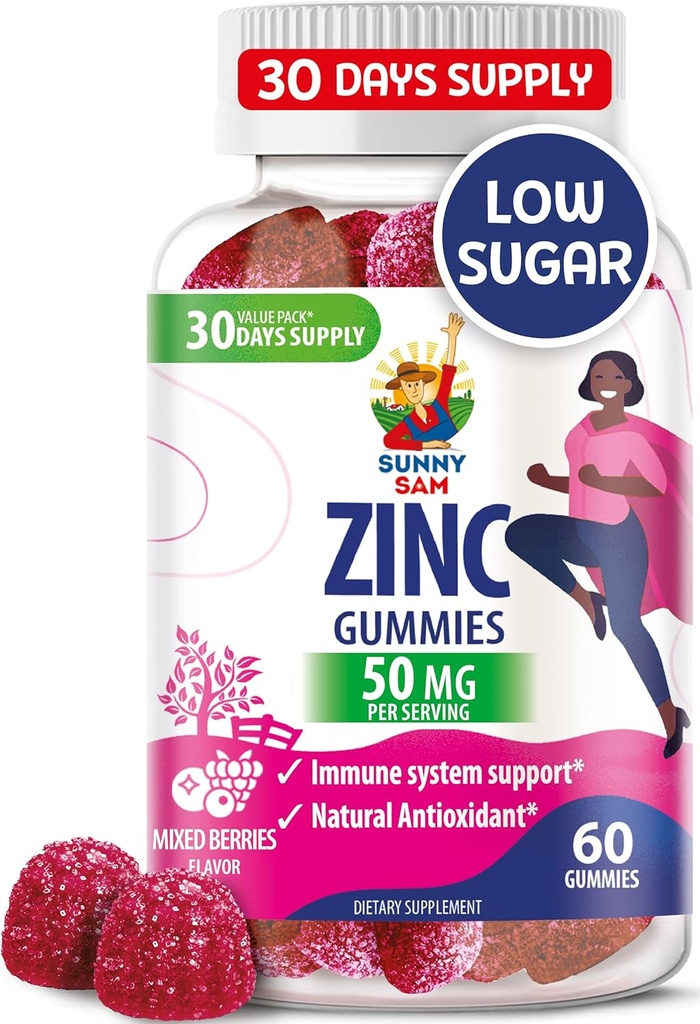 Zink gummier til voksne - Zink tyggetøj til immunforsvar - kraftfulde naturlige antioxidant non-GMO supplement til børn mænd kvinder voksne