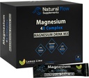Magnesium pulver drikke mix pakker - Lemon / Lime - Natural Flow 4X Magnesium Glycinat, Taurat, Malat, Oroter Supplement, rolig søvn og krampe Support Blend, Ingen Mag Citrate eller Oxide, 30 Stick Pakker