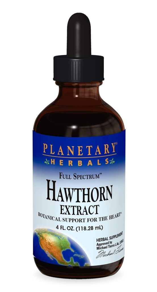 Planetariske Herbals Fuld Spectrum Hawthorn Liquid Extract Supplement, 4 Fluid Ounce