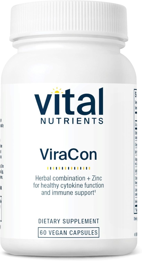 Vital Nutrients ViraCon | Vegan Immune Support Supplement* | Zinc, Elderberry, Licorice Root Extract, & Other Herbs for Comprehensive Immune Support | Gluten, Dairy, Soy Free | Non-GMO | 60 Capsules