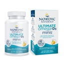 Nordiske Naturals Ultimate Omega Mini D3, Lemon Flavor - 60 Mini Soft Gels - 1120 mg Omega-3 + 1000 IE D3- vitamin - EPA & DHA - fremmer hjerne & hjerte sundhed - 30 Servere