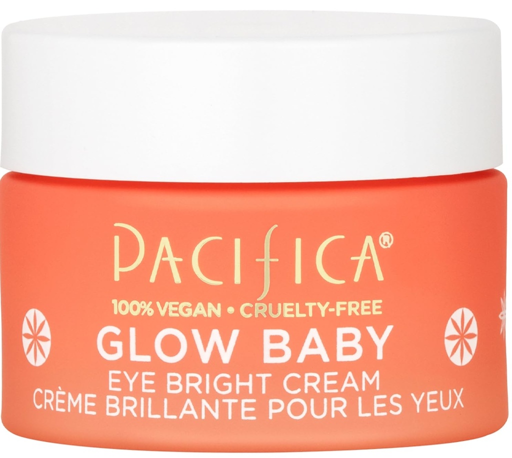 Pacifica Glow Baby Brightening Eye Cream - C-vitamin under Eye Cream for mørke cirkler & Puffiness, Coffeine- Infunded Eye Brightener til trætte øjne Fragrance- Gratis 0,5 oz Clean Vegan Dermatolog Testet