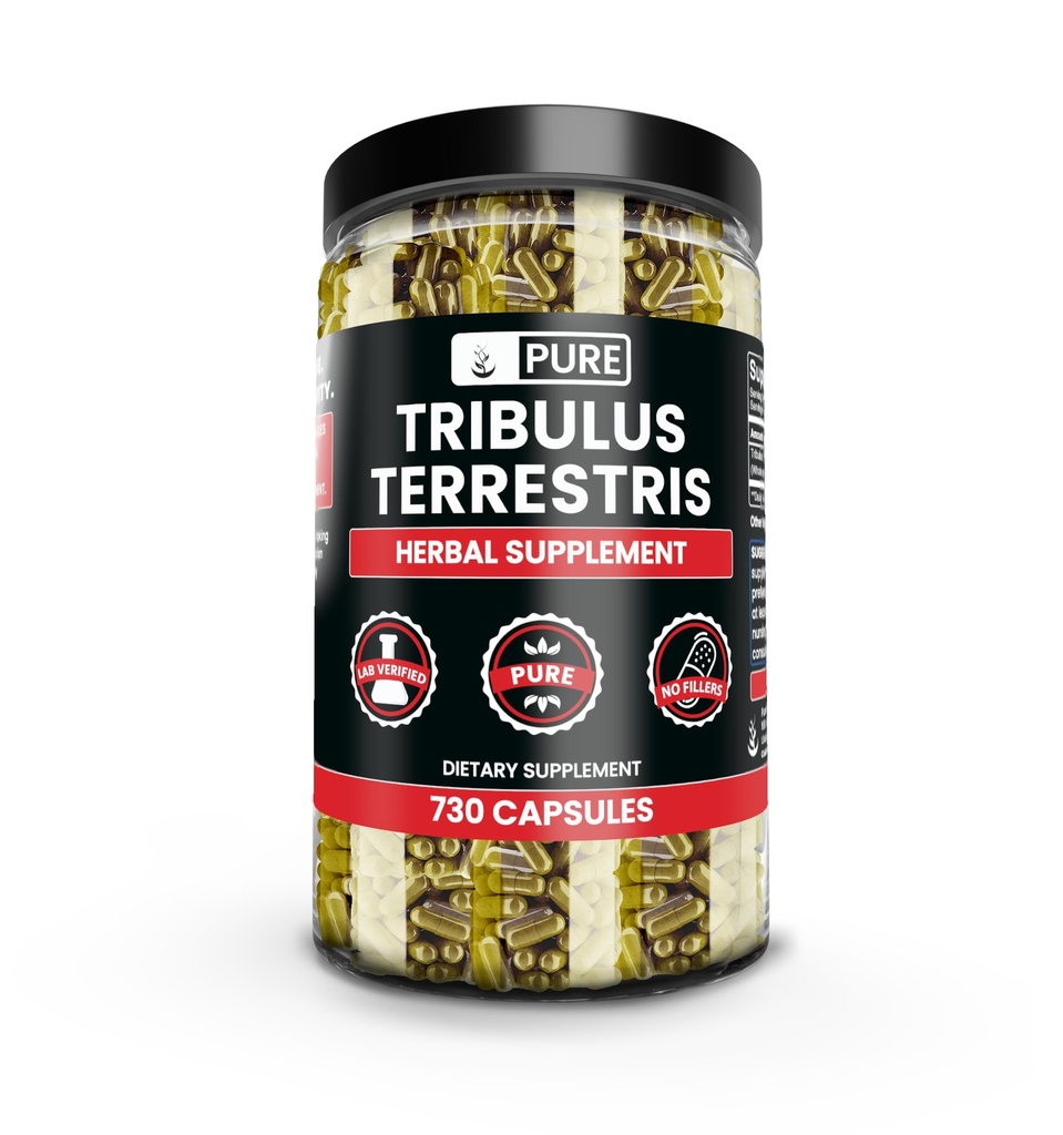 Pure Original Ingredienser Tribulus Terrestris, Ingen Magnesium eller ris Fyldere, Altid Pure, Lab Verified (730 kapsler)