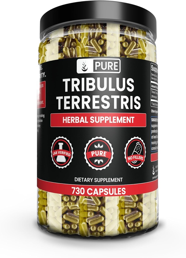 Pure Original Ingredienser Tribulus Terrestris, Ingen Magnesium eller ris Fyldere, Altid Pure, Lab Verified (730 kapsler)