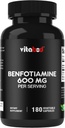 Benfotiamin 600 mg - 180 Vegetariske kapsler - Fat - Opløseligt vitamin B1 supplement