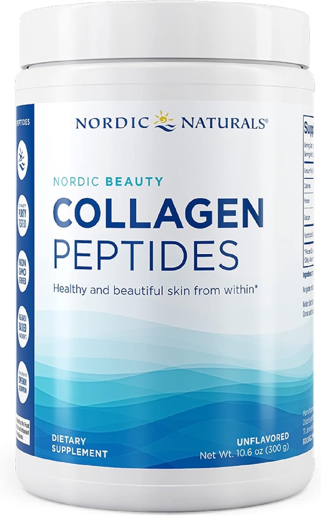 Nordic Naturals Nordic Beauty Collagen Peptides, Unflavored - 10.6 Ounces - Collagen Supplement for Skin Health and Elasticity - for Hot and Cold Beverages - 30 Servings