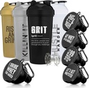 GOMOYO Fitness Bundle - 4-Pack Shaker Flasker med Agitator + 5-Pack Protein tragte med Carabiner, BPA- Free & Opvaskemaskine Safe
