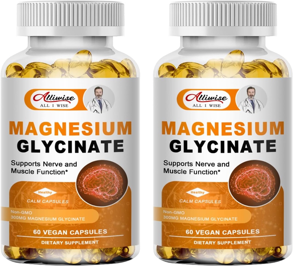 Fourfold Magnesium Complex Capsules 600 mg, Blend with Magnesium Glycinate 300mg, Taurate & Matale for Muscles, Sleep, Calm, & Energy, Multivitaminer til høj Absorption, Vegan, Non- GMO