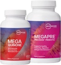Microbiome Labs MegaPre Prebiotic to Support Digestion & Gut Barrier (180 Capsules) + MegaQuinone K2-7 Complete Vitamin K Supplement with Magnesium, Zinc (60 Capsules) - 2 Product Bundle