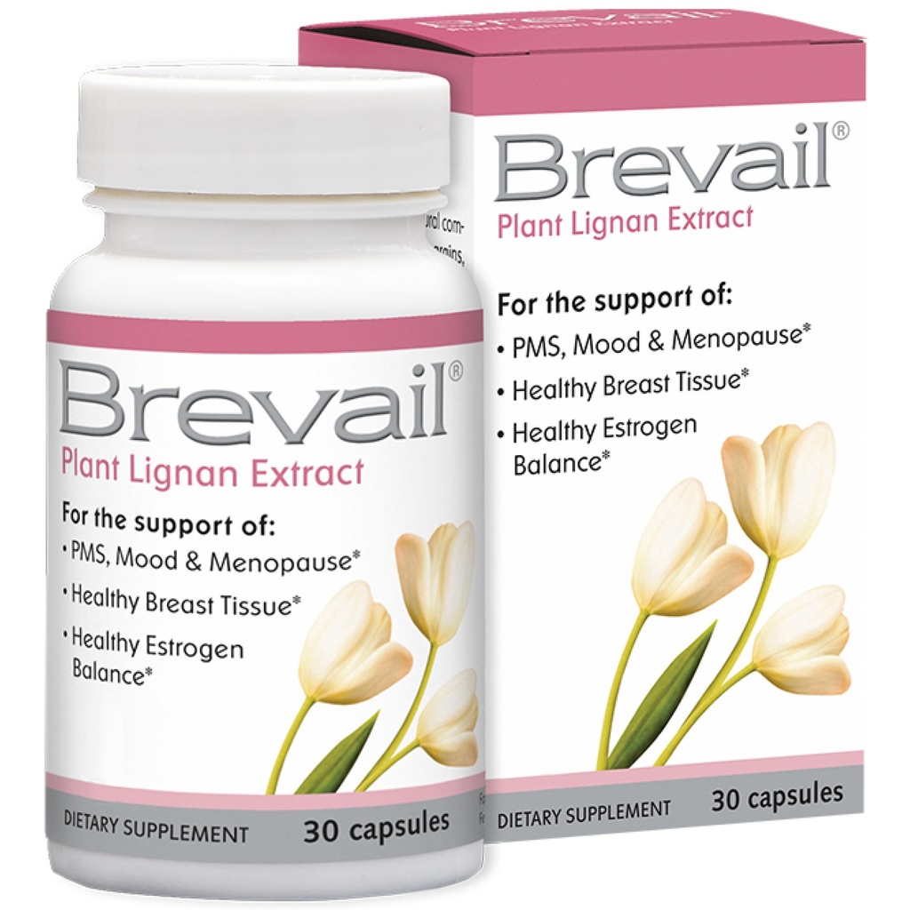 Brevail Plant Lignan Extract Kapsler, Proactive Breast Health Supplement med 50 mg SDG Lignans fra Hør Seed Hulls for Sund Østrogen Balance og PMS Mood Support Pills, 30 Greve