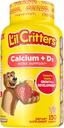 L 'il Critters Calcium + D3 Dagligt vingummi supplement til børn, for ben støtte, Orange, jordbær og kirsebær flavors, 150 gummies