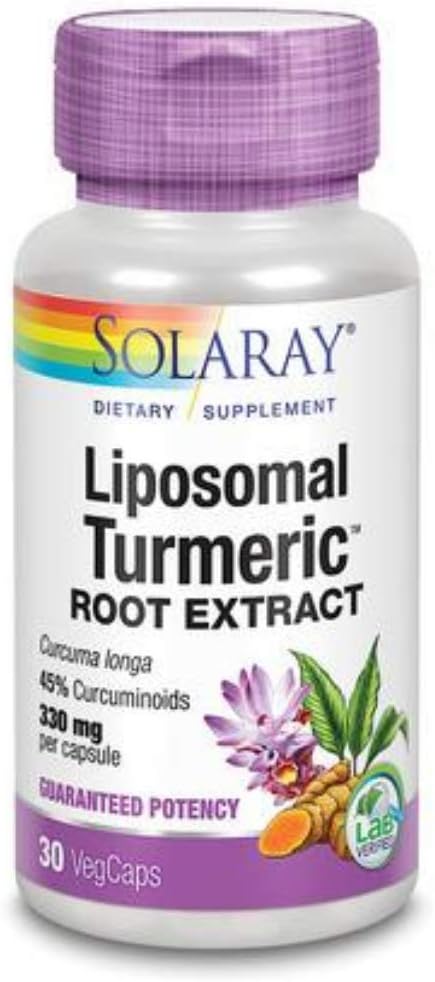 Solaray Garanteret potens Liposomal Gurkemeje Uddrag Non GMO, Veg Cap (Btl- Plastic) 330mg