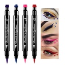 BINGBRUH Double- sidet væske Stempel Eyeliner Pen, ansigt Stempler Makeup Ekstremt sort vandtæt Slim Gel Felt Tip High Black Pigment Flydende Eyeliner & Seal resina para tips de gel (Farverige)