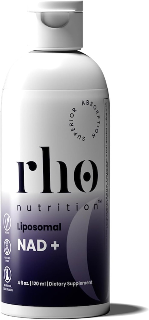 Rho Nutrition Liposomal NAD+ – Liquid Supplement Designed to Help Support Absorption – Active Form of NAD+ Helps Support Normal Cellular Health, Healthy Aging, Energy Metabolism and Overall Vitality