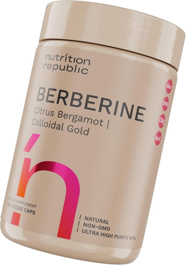 Berberine Supplement 1500mg, Ultra High Potency Berberine Complex med Citrus Bergamot, Colloidal Gold & Berberine Hcl, Dihydroberberine Supplement