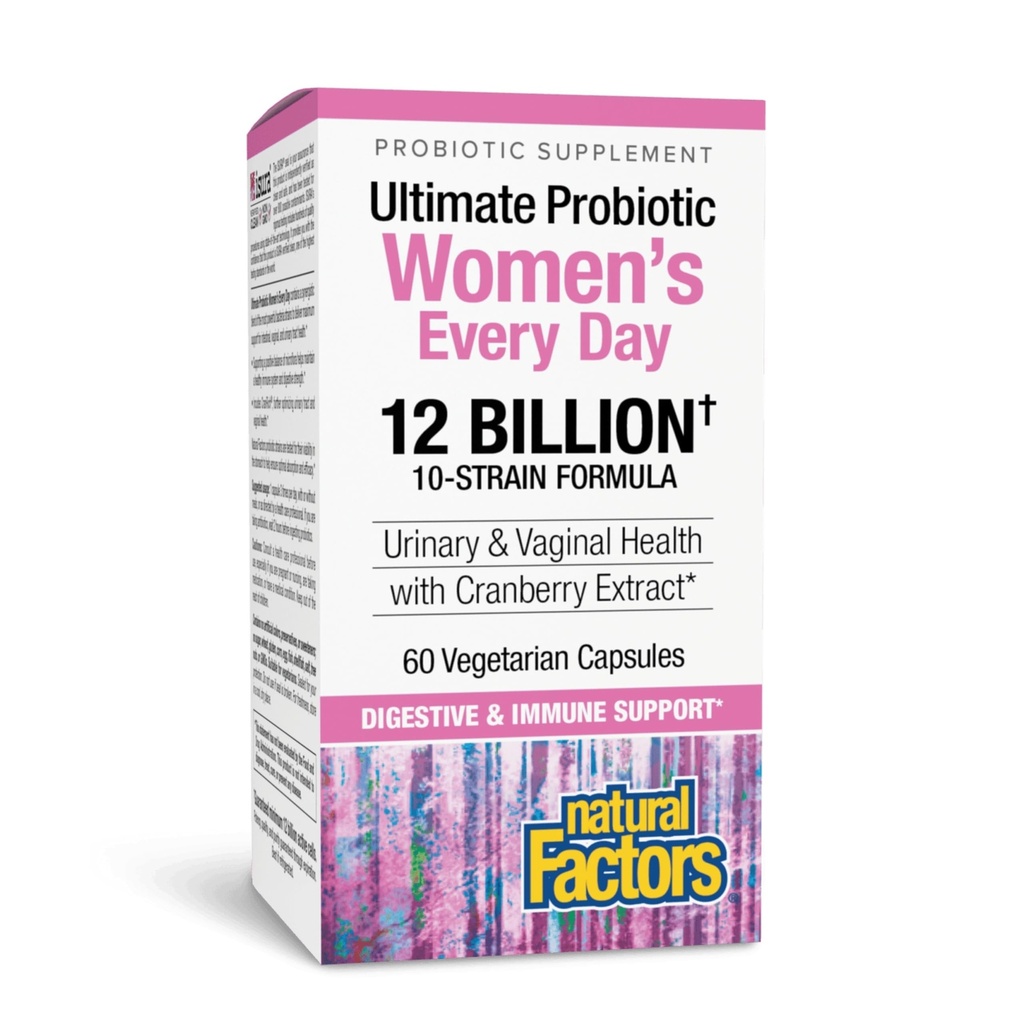 Naturlige faktorer Ultimate Probiotic Women 's Hver dag - fordøjelsesstøtte supplement - Probiotisk supplement til urinveje & vaginal sundhed støtte - 60 vegetariske kapsler (60 Servere)