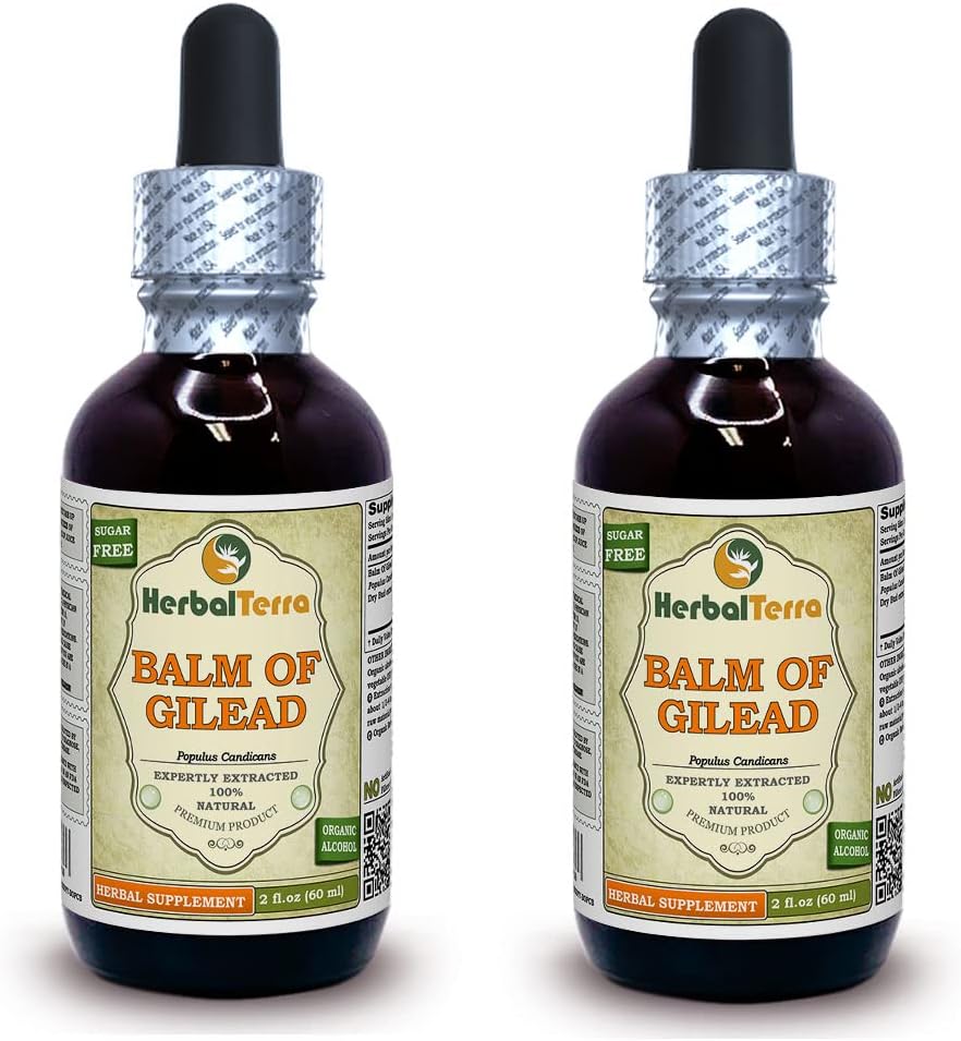 Balm Of Gilead (Populus candicans) Tinktur, Organic Tørret Bud Liquid Extract (Brand name: HerbalTerra, Stolt lavet i USA) 2x2 fl.oz (2x60 ml)