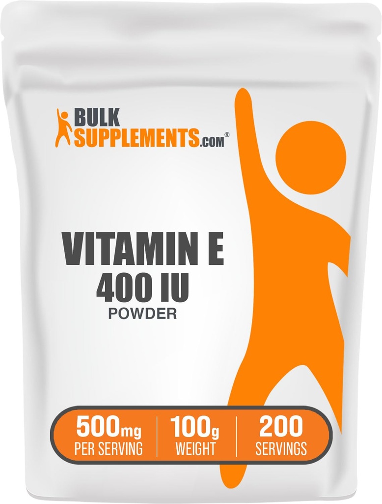 BulkSupplements.com Vitamin E 400 IE Pulver - som D- Alpha Tocopherol, Ernæringstilskud - Gluten Free, 500 mg per servering, 100g (3, 5 oz) (Pakning med 1)