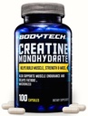 BODYTECH Creatinine Monohydrat Capsules a Mikronized a Supports Muscle Strength, Mass, and Endurance (100 Kapsler)