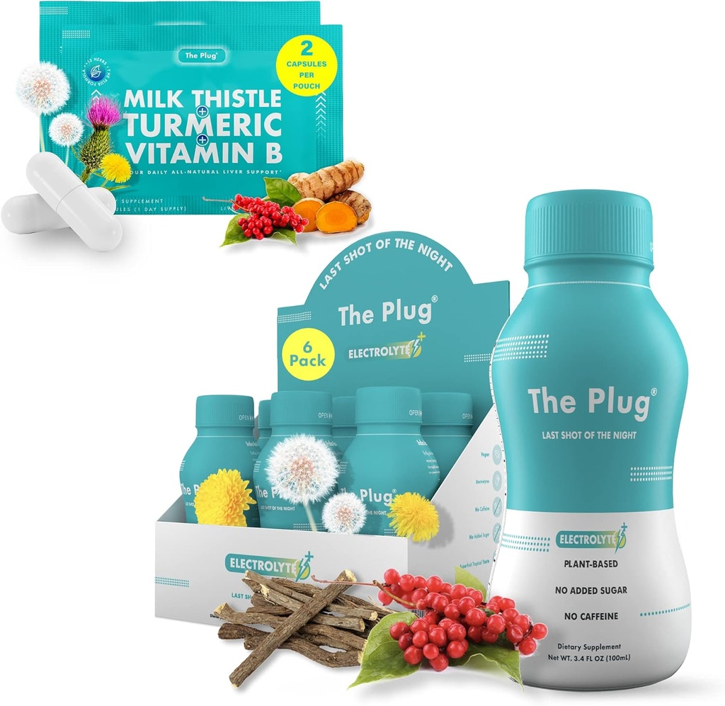 Plug lever rense Detox & reparation bundle - Supplement piller & inddrivelse drik (6 Pack)