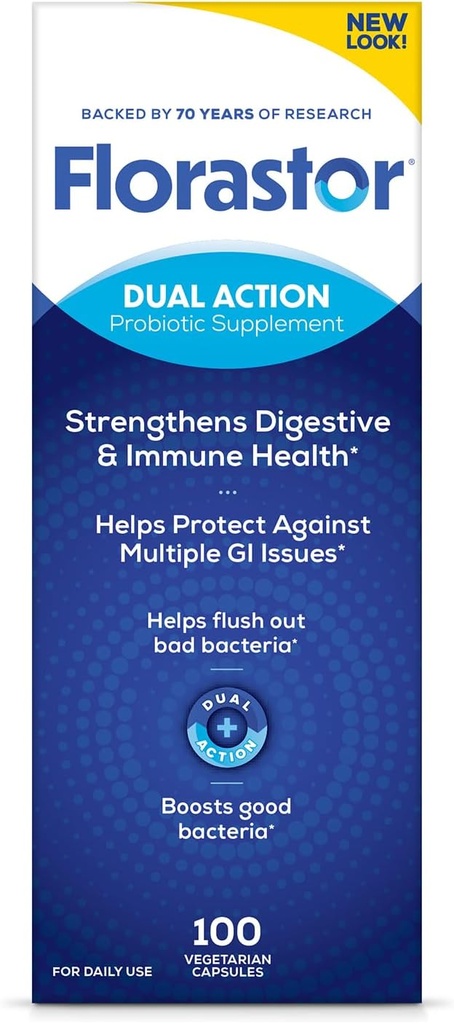 Blomsterhandler Probiotika til fordøjelse og immunforsvar, 100 kapsler, Probiotika til kvinder & mænd, Hjælper Flush Out Bad Bacteria, øger det gode med vores unikke stamme Saccharomyces Boulardii