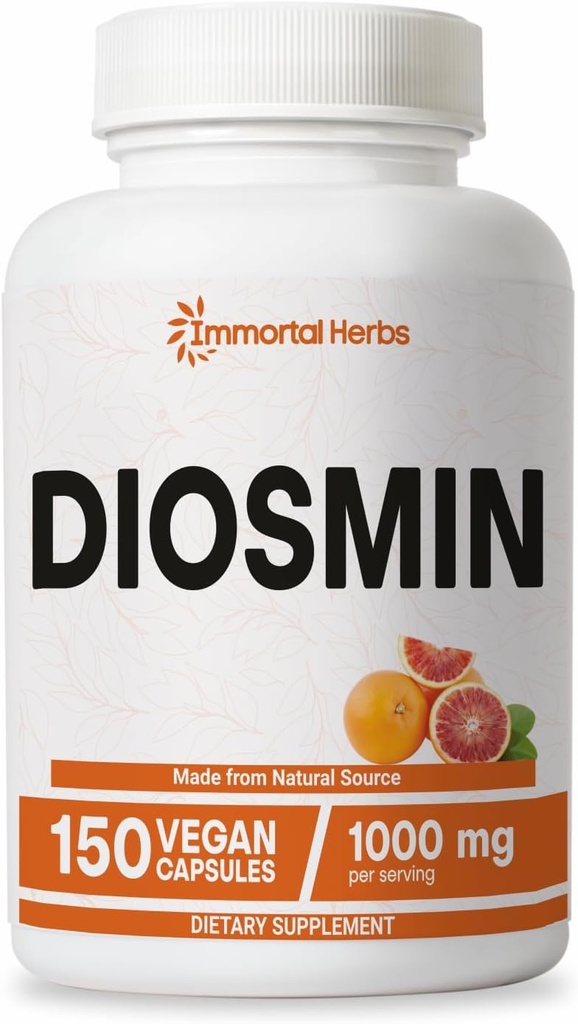 Pure Diosmin 1000mg Complex Formula, 150 Capsules, Citrus Bioflavonoids Rich Fruit Extract, 100% Vegetarian, Non-GMO & Gluten Free Diosmin Supplement