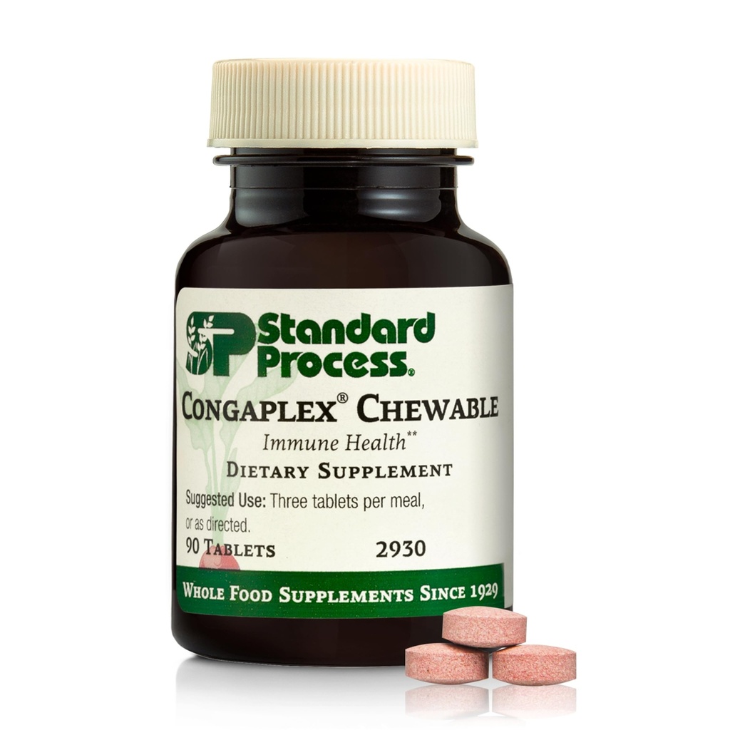 Standard Process Contaplex Chewable - Supplement til immunsystemet support med vitamin A - Understøtter Thymus Gland & Protein Syntese - Non- Dairy & Non- Soy - 90 tabletter (30 Servere)