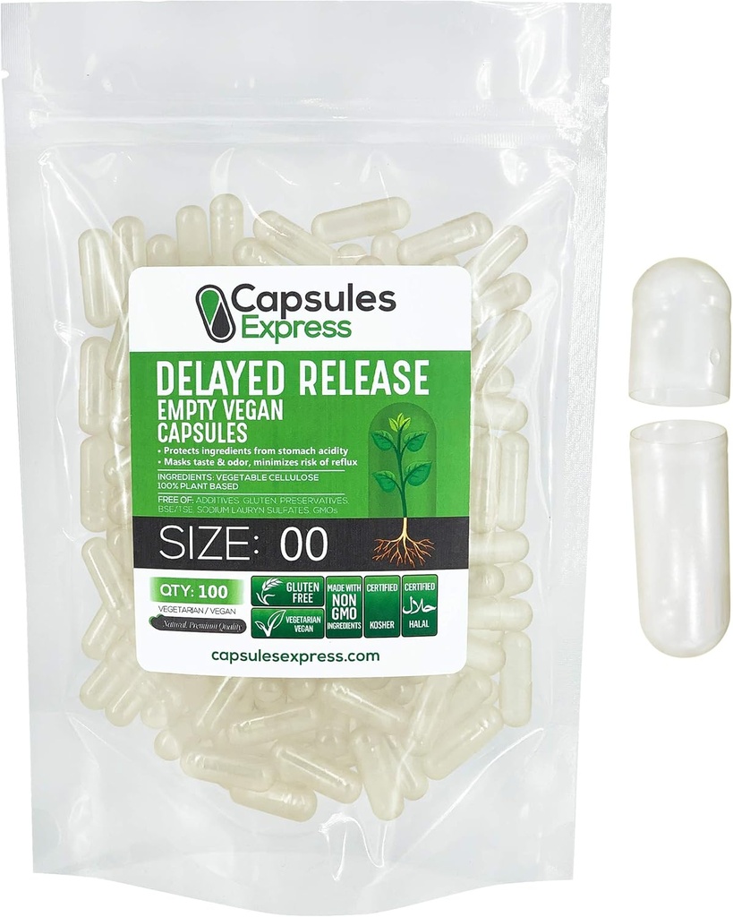 XPRS Nutra Delayed Release Størrelse 00 Tomme kapsler - 100 Count Clear Tomme Veganske kapsler - Filtable Vegetariske piller - selv vegetabilsk kapsel Fyldning - Veggie Gel Caps til Do- It- Yourself Kosttilskud