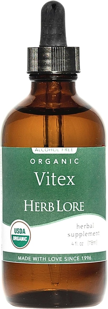 Herb Lore Vitex Tincture - USDA Organic Chasteberry Extract Supplement for Women - Alkohol Free Chaste Tree Supplement - Vegan Drops 4 Fl Oz