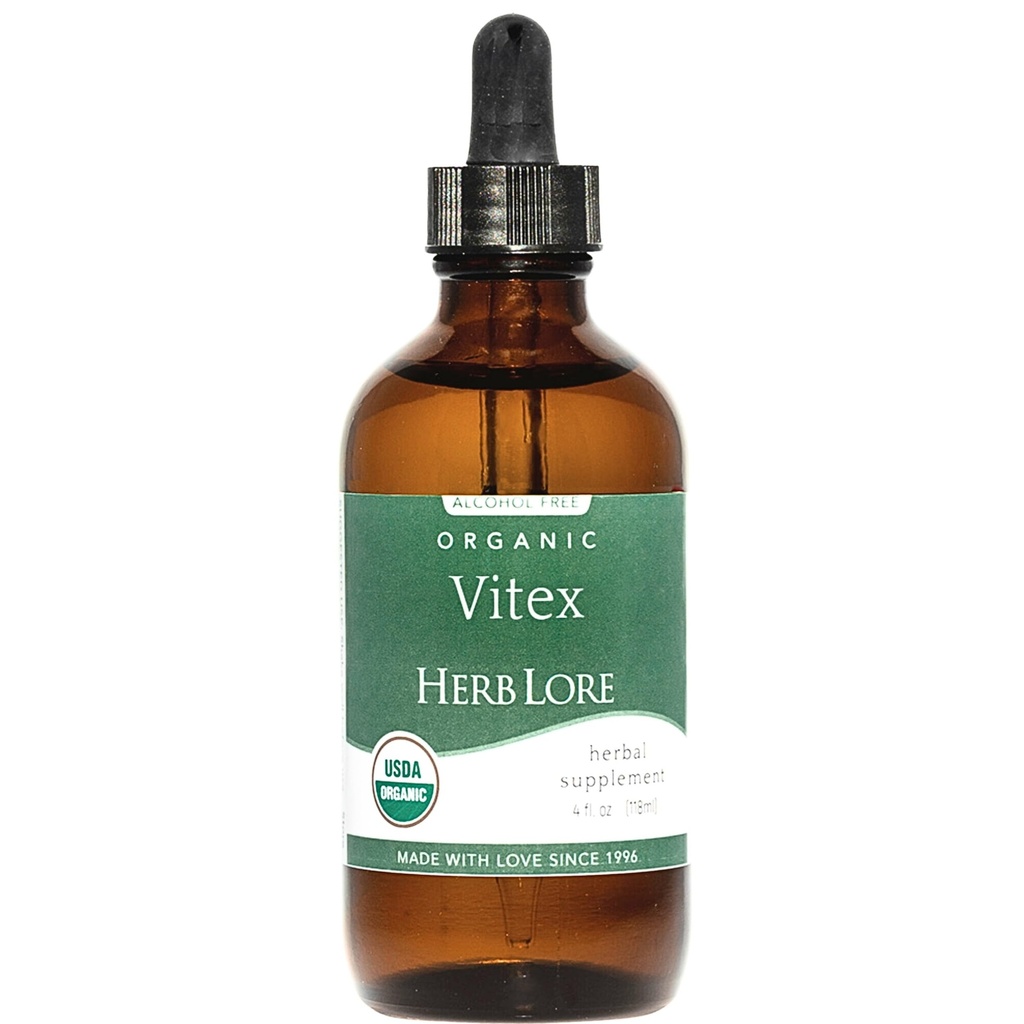 Herb Lore Vitex Tincture - USDA Organic Chasteberry Extract Supplement for Women - Alkohol Free Chaste Tree Supplement - Vegan Drops 4 Fl Oz