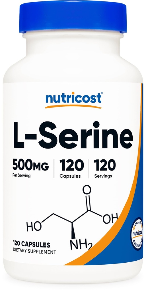 Nutricost L- Serine 500mg, 120 kapsler, 120 Servere - Vegetariske kapsler, Non- GMO, Gluten Free