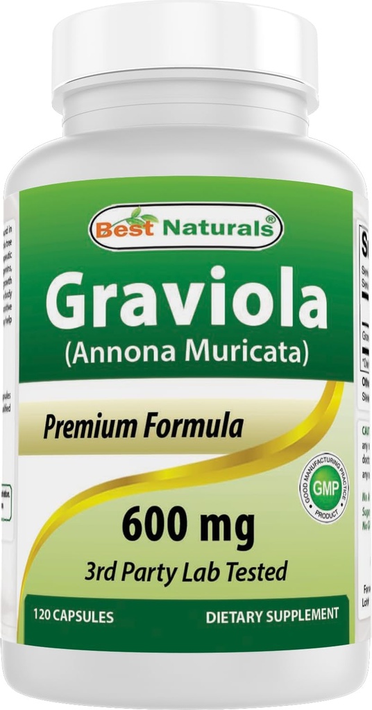 Bedste Naturals Graviola Kapsler Annona Muricata, 600 mg, 120 Greve
