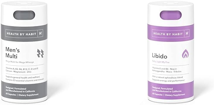 Sundhed Af Habit Mænd Multivitamin (60 kapsler) og Libido Blend (60 kapsler) - Vitaminer, mineraler, og Afrodisiac Kosttilskud (2 Pack)