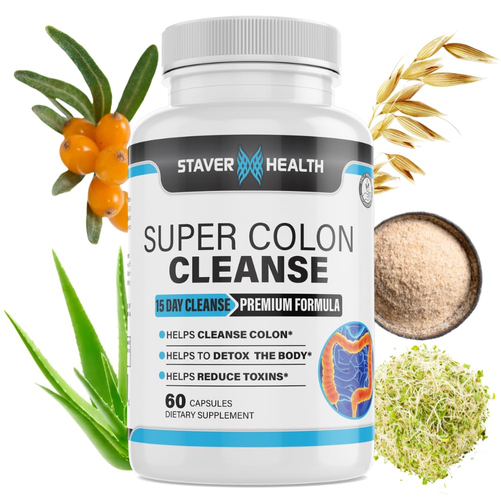 Super Colon Cleanse - 15 dages rengøring, Colon Cleanse piller, Colon Cleanser & Detox, Psyllium Husk